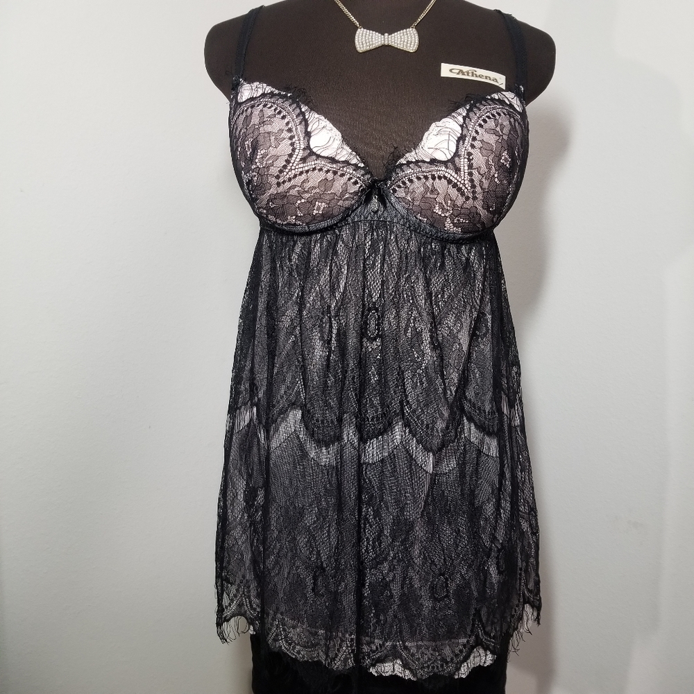 Like New Cinema Etoile Seductivewear Babydoll Bra Nightie Top Lace size Large